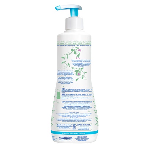 Gel Mustela Bano Suave Para Piel Normal Bebe 500 Ml 3504105035617 reverso