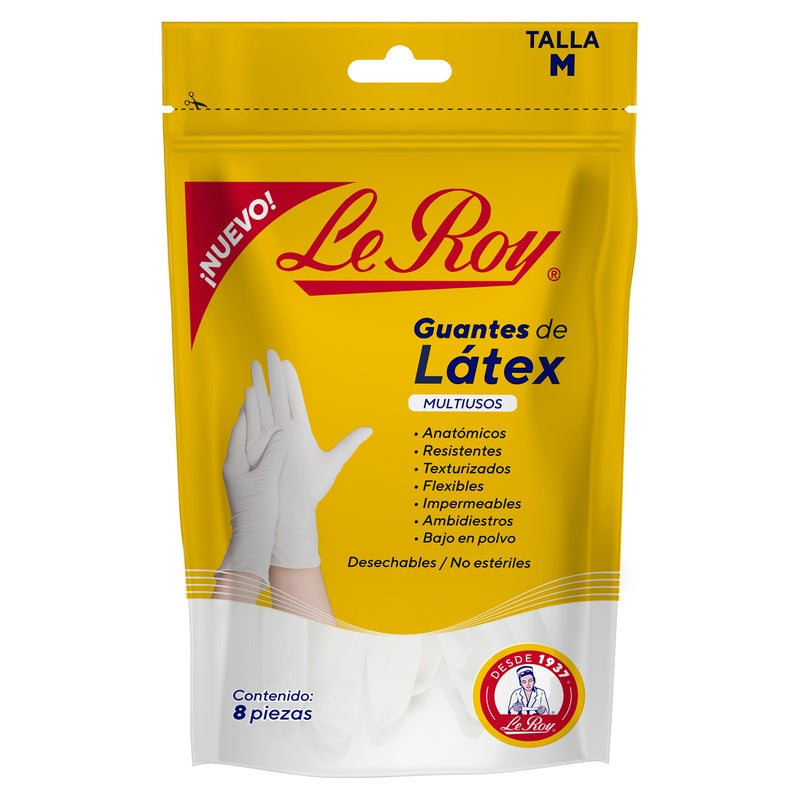 Guante Le Roy Latex Multiusos Mediano Con 8 Piezas 729514000534