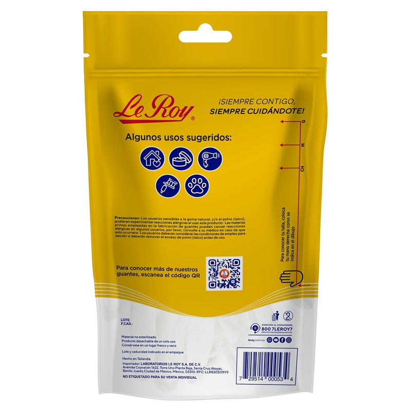 Guante Le Roy Latex Multiusos Mediano Con 8 Piezas 729514000534 perfil 2