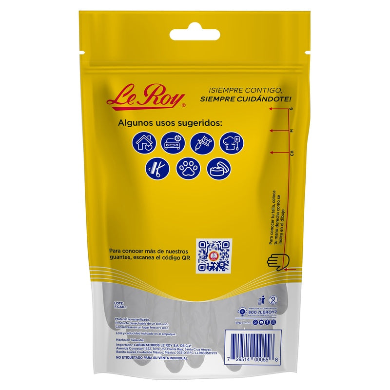 Guante Le Roy Nitrilo Multiusos Mediano Con 8 Piezas 729514000558