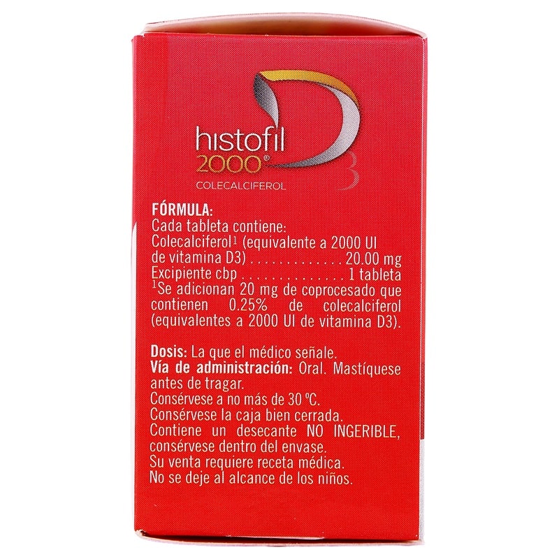 Histofil (Vitamina D3) 2000 Ui Frasco Con 60 Tabletas 7501293203183 perfil 7