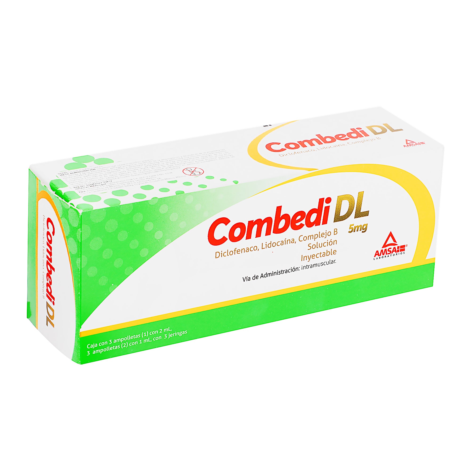 Combedi Dl (Diclofenaco/Lidocaina/Complejo B) 5 Mg Con 3 Ampolletas-3