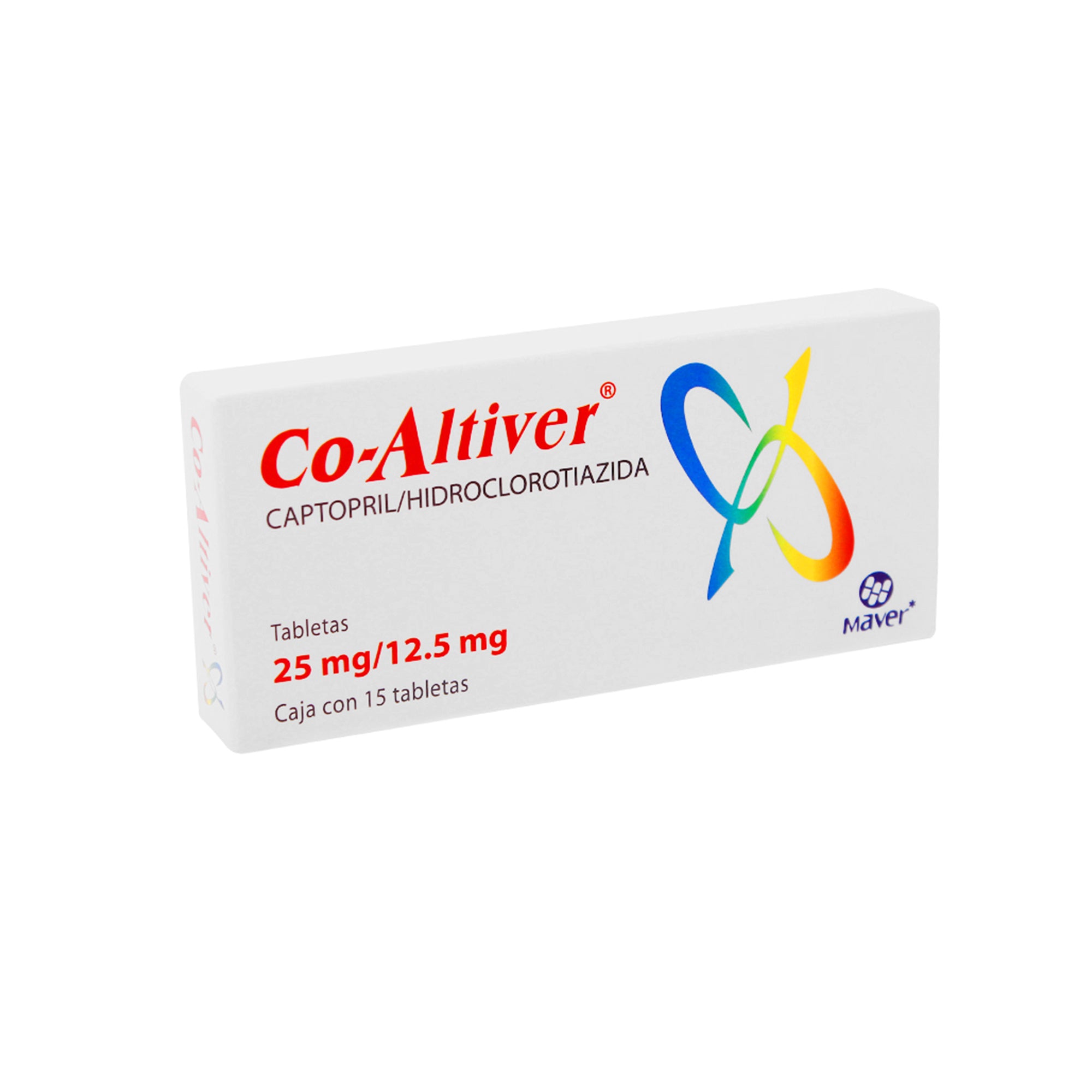 Co-Altiver (Captopril/Hidroclorotiazida) 25/12.5 Mg Con 15 Tabletas-4