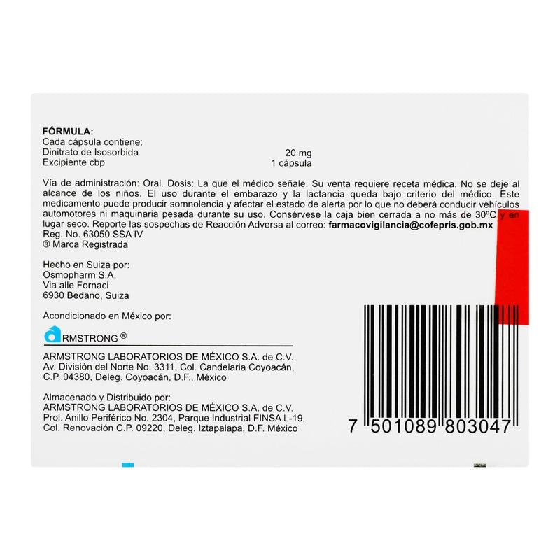 Isorbid Ap 20 Mg Con 40 Capsulas 7501089803047 perfil 2