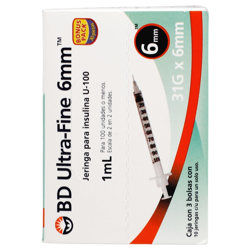 Jeringa 1 Ml Bd Insulina 31 G X 6 Mm Con 30 Piezas 382903267873