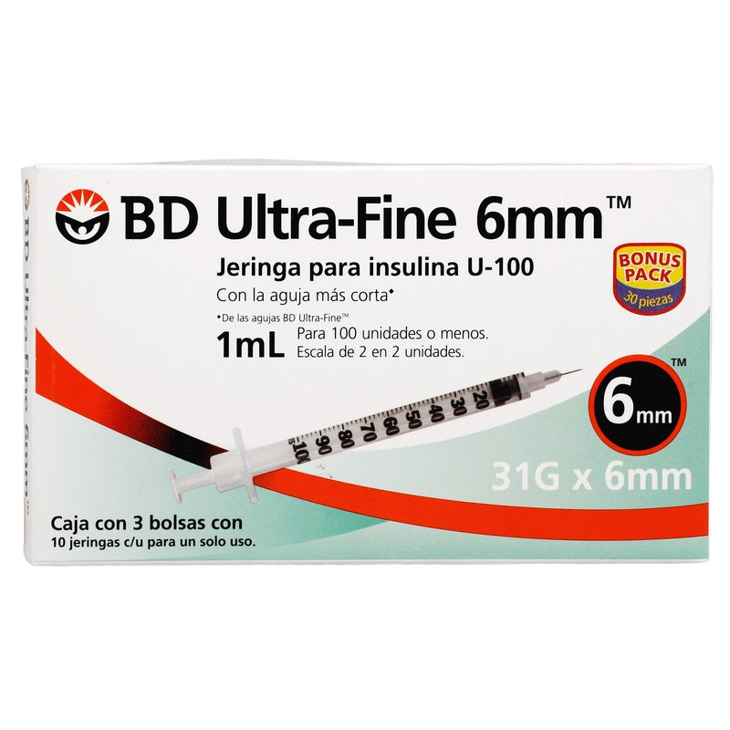 Jeringa 1 Ml Bd Insulina 31 G X 6 Mm Con 30 Piezas 382903267873 perfil 6