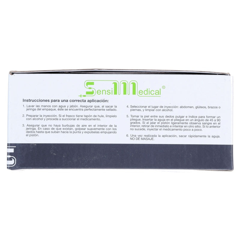 Jeringa Sensimedical 1 Ml Gris 27 G X 13 Mm Con 100 Piezas 7506022301888 perfil 7