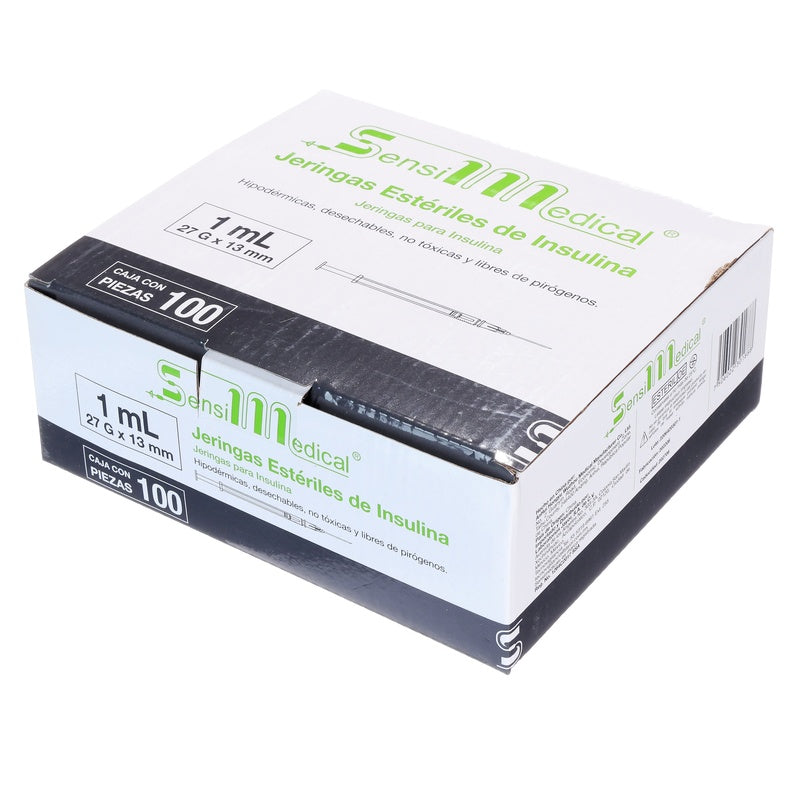 Jeringa Sensimedical 1 Ml Gris 27 G X 13 Mm Con 100 Piezas 7506022301888 perfil 8