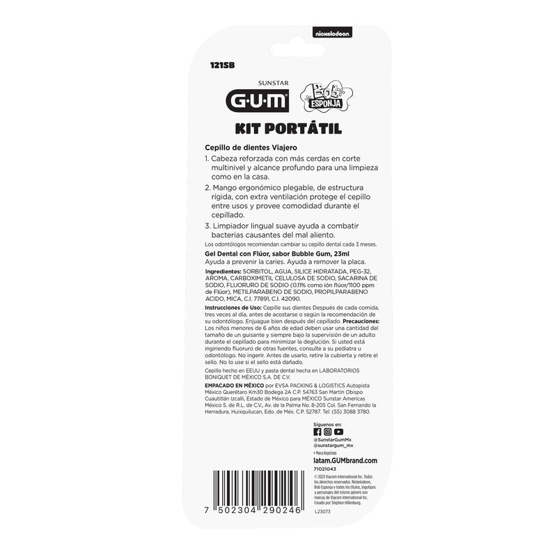 Kit Gum Cepillo Dental + Gel Dental Bob Esponja 7502304290246
