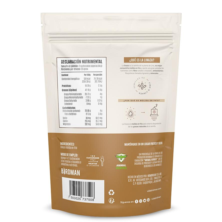 Linaza Molida En Frio 500 G Birdman