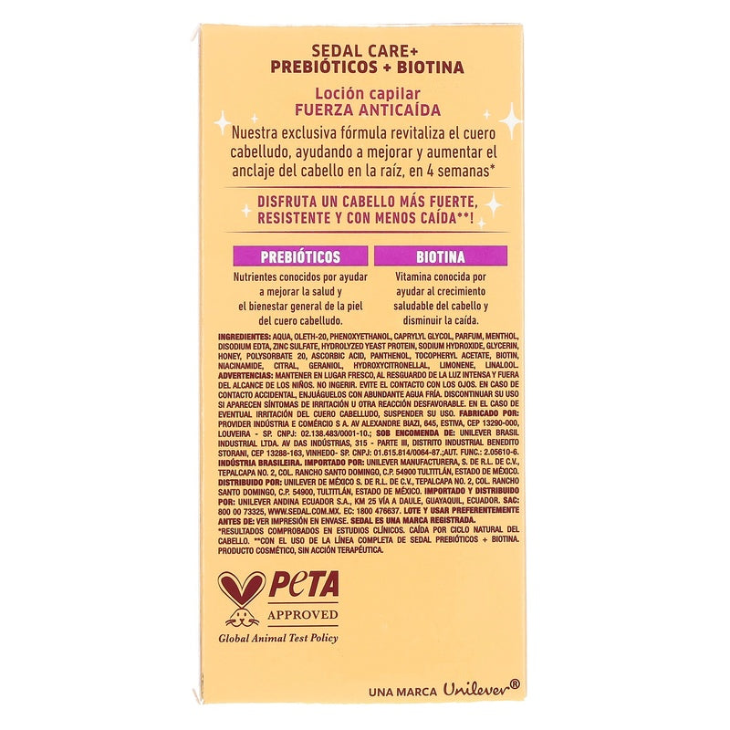 Locion Capilar Sedal Prebioticos +Biotina 100 Ml