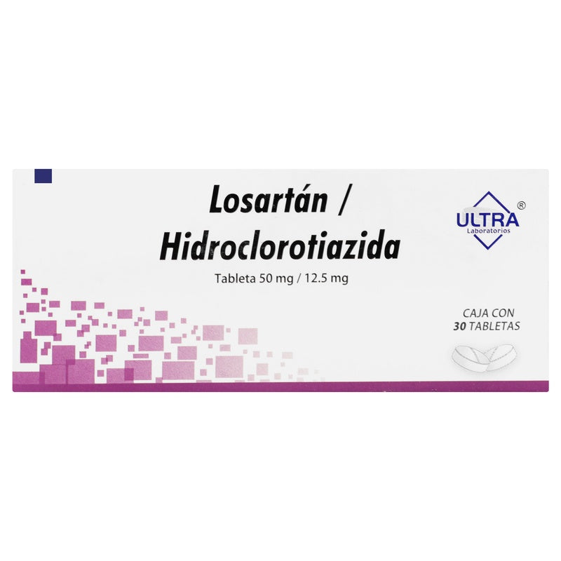 Losartan/Hidroclorotiazida 50/12.5 Mg Con 30 Tabletas 7502216795204 perfil 4