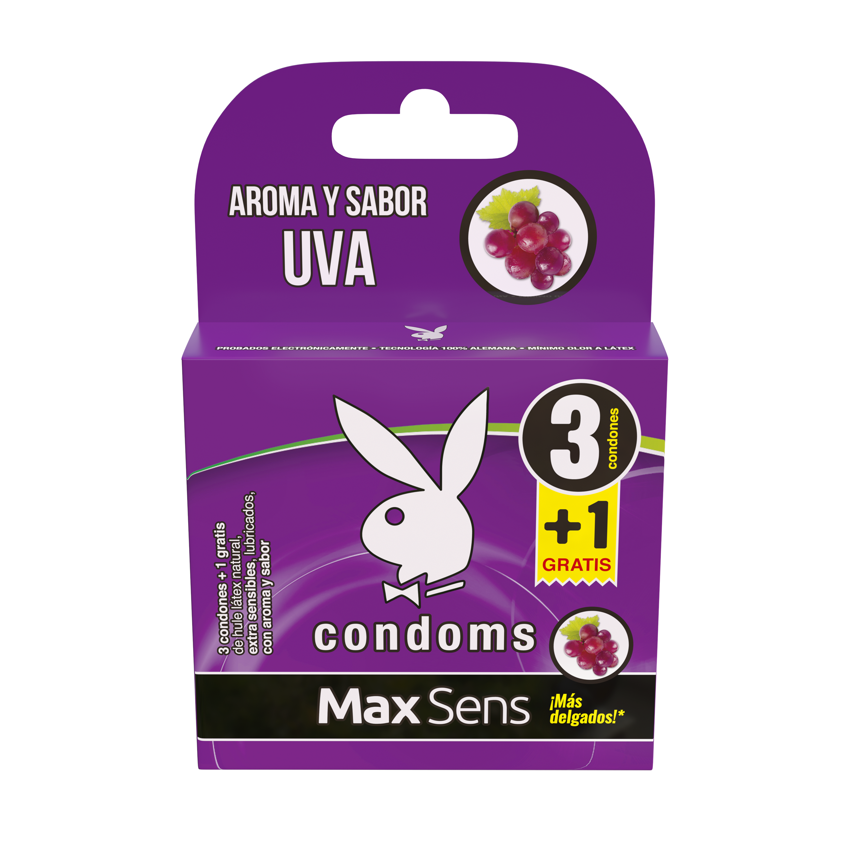 Preservativo Playboy Maxsens Uva 3+1