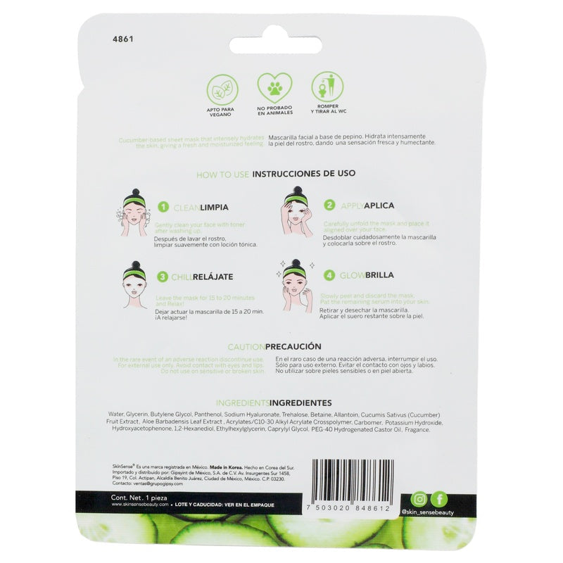 Mascarilla Facial Skin Sense Tela Pepino 25 G 7503020848612