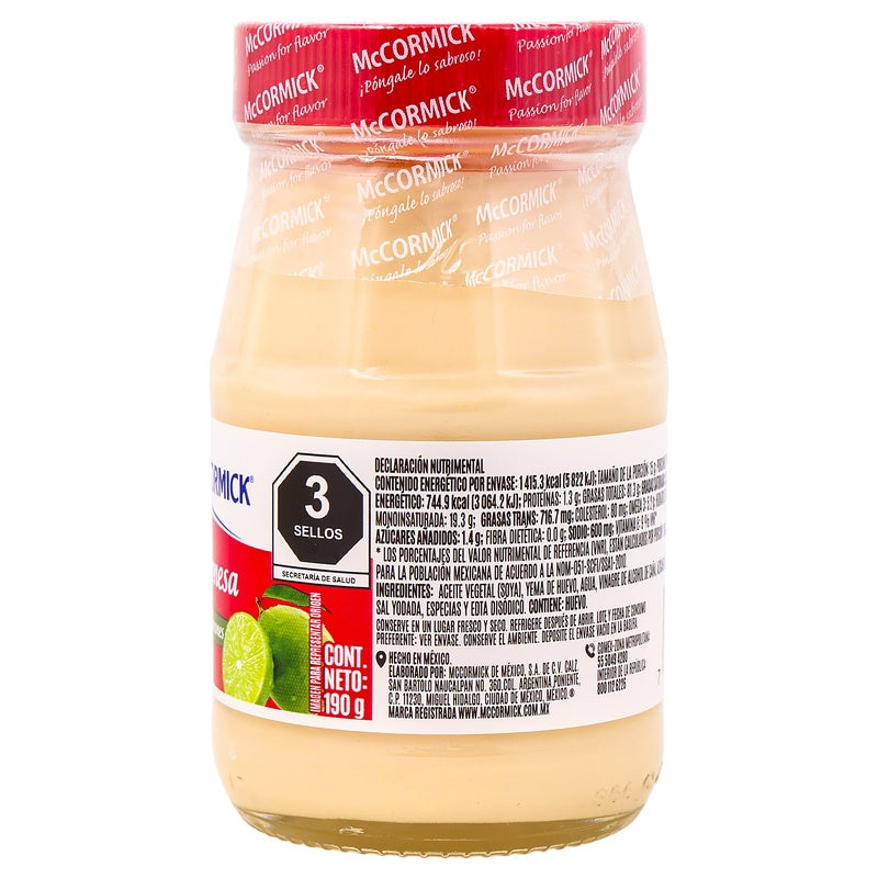 Mayonesa Mccormick 190 G 7501003340122 perfil 7