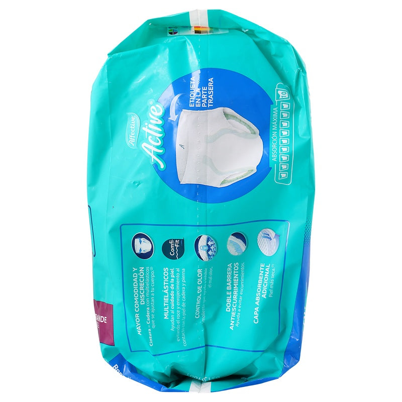 Pañal Affective Active Adulto Unisex Extra Grande Con 10 Piezas 013117014495 perfil 2