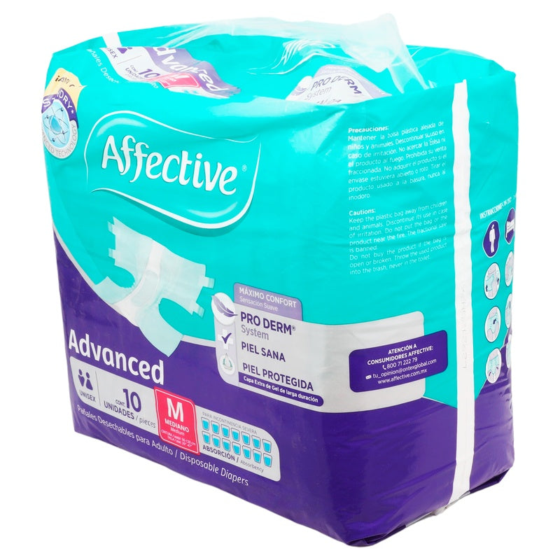Pañal Affective Advanced Adulto Mediano Con 10 Piezas 013117016338 perfil 3