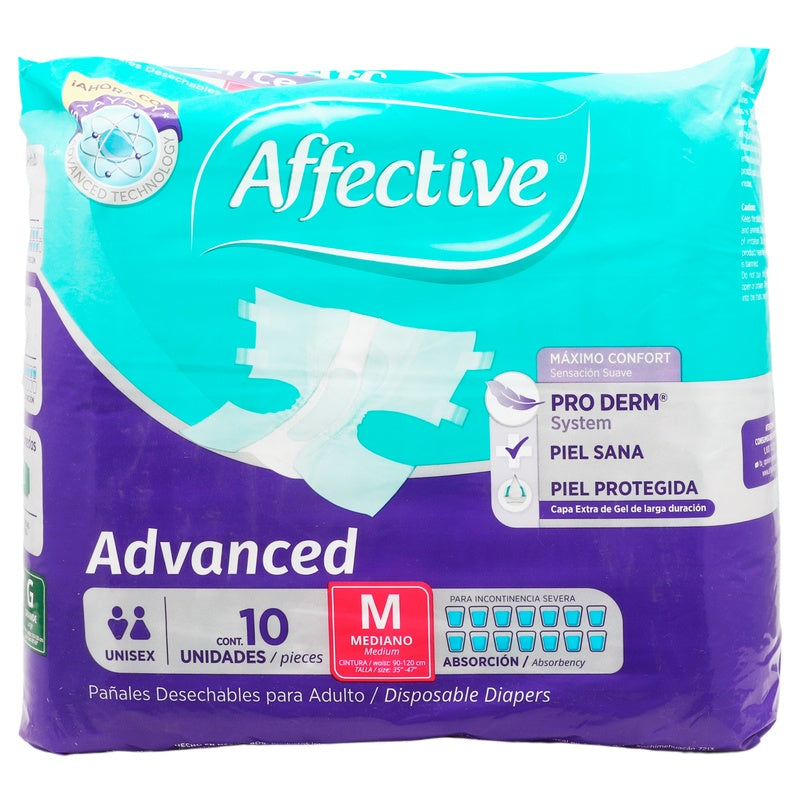 Pañal Affective Advanced Adulto Mediano Con 10 Piezas 013117016338 perfil 7