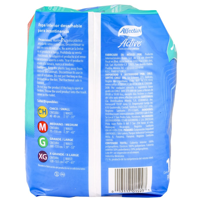 Pañal Affective Safe Pants Adulto Unitalla Con 10 Piezas 013117015997 perfil 3