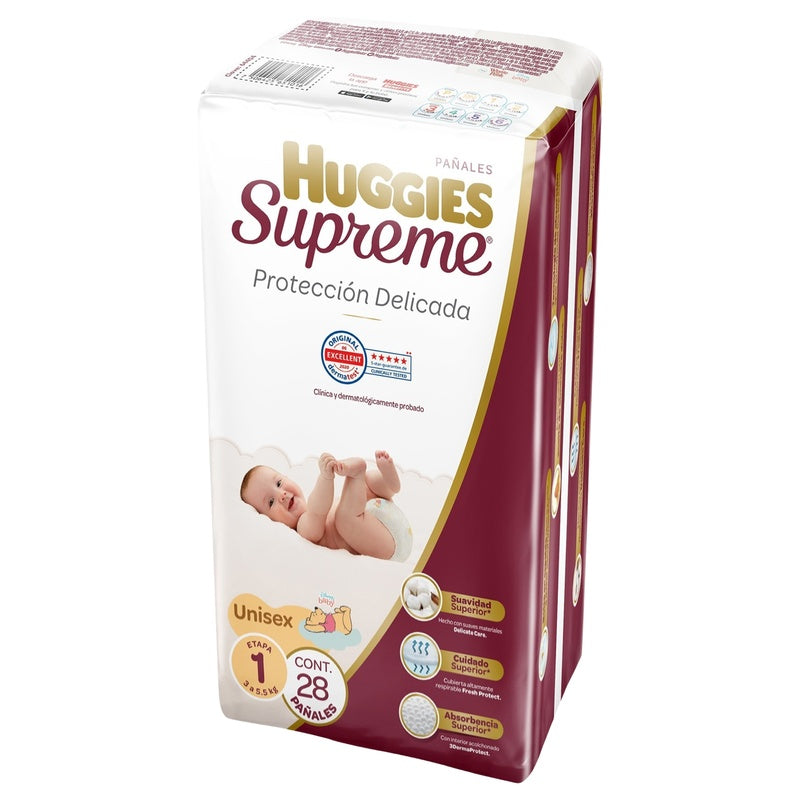 Pañal Huggies Supreme Etapa 1 Unisex Con 28 7506425651016