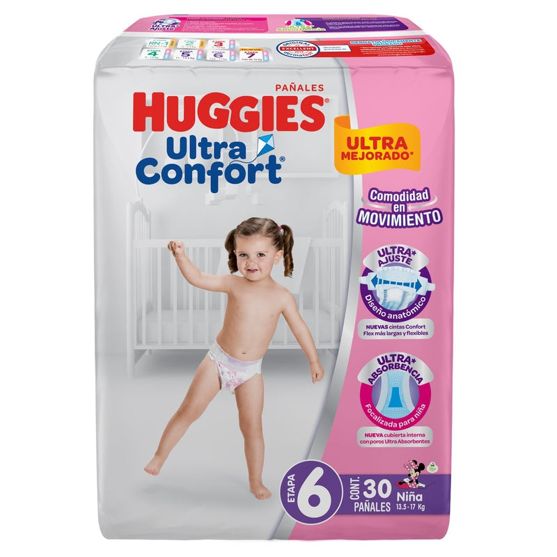 Pañal Huggies Ultraconfort Etapa 6 Niña Con 30 7506425655885 perfil 2