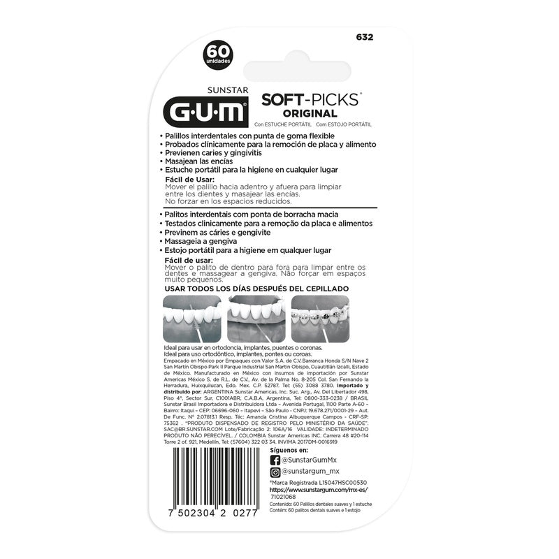 Palillos Gum Soft-Picks Original Con 60 Piezas 7502304290277