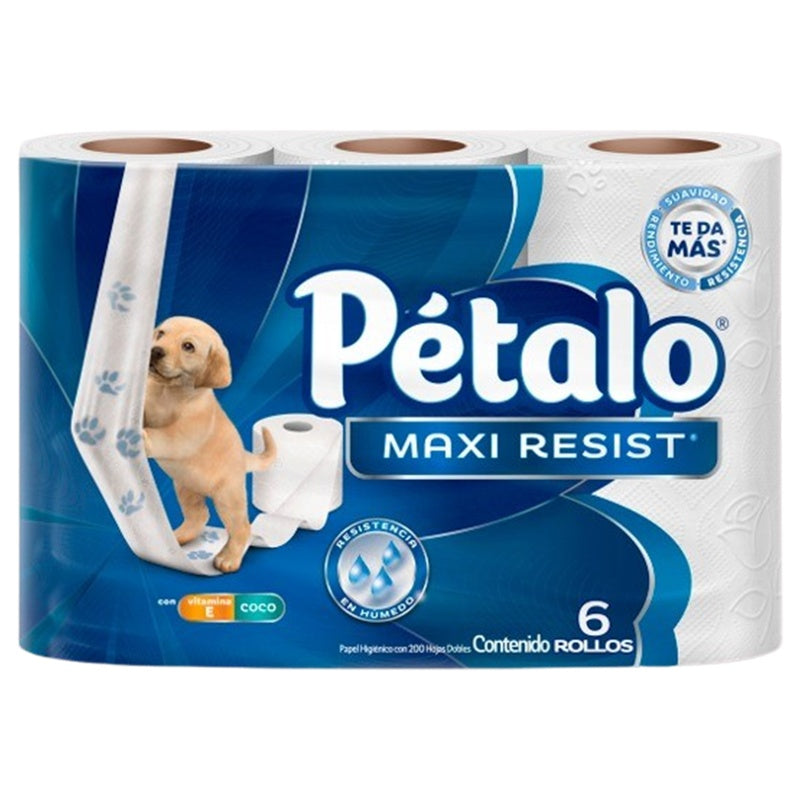 Papel Higienico Petalo Maxi Resistente Con 6 Rollos 200 Hd 7506425649587