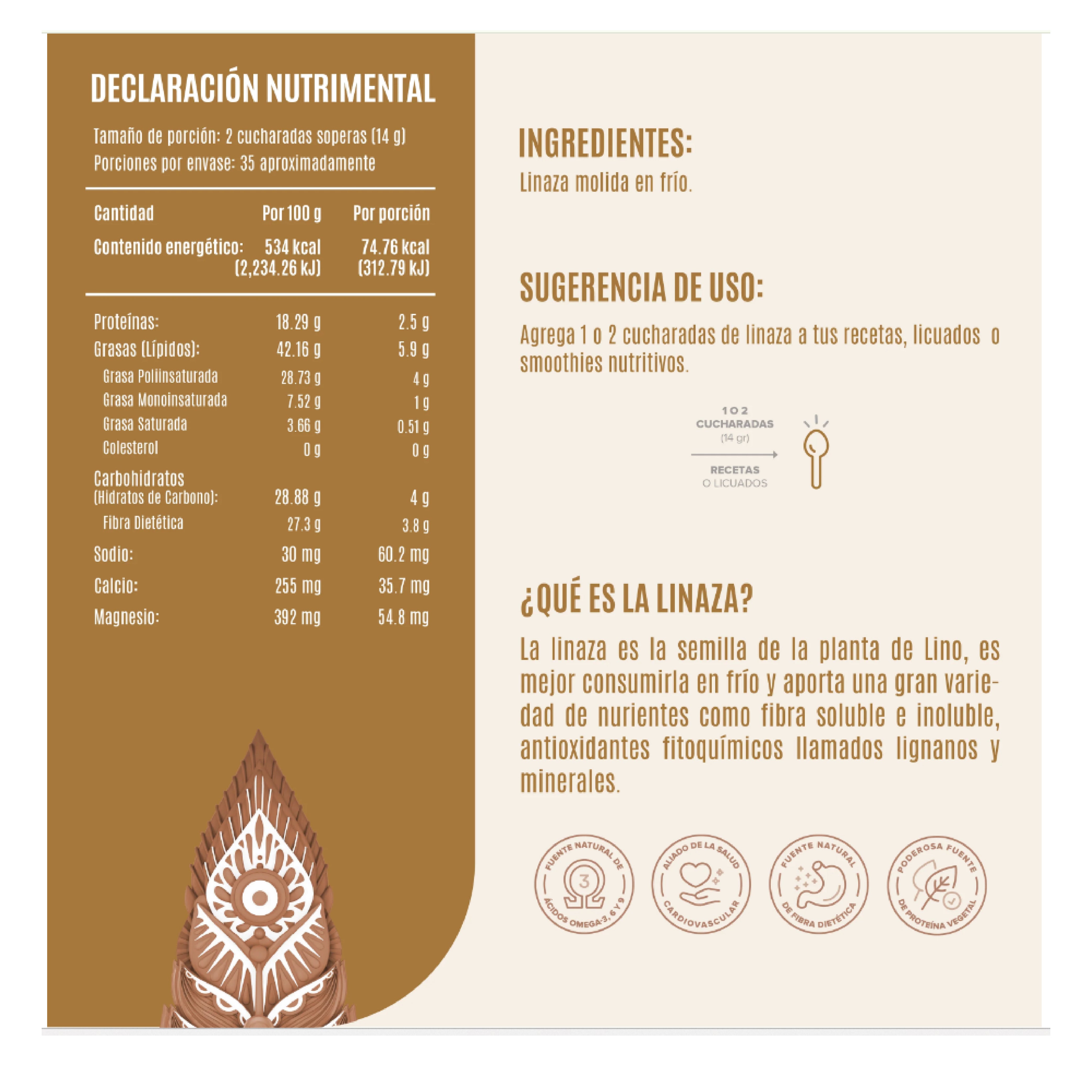 Linaza Molida En Frio 500 G Birdman