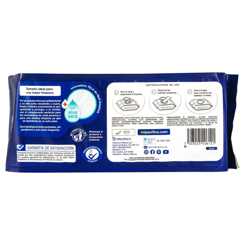 Toallas Humedas Pacifica Adulto Con 50 Piezas 7503025406121 perfil 5