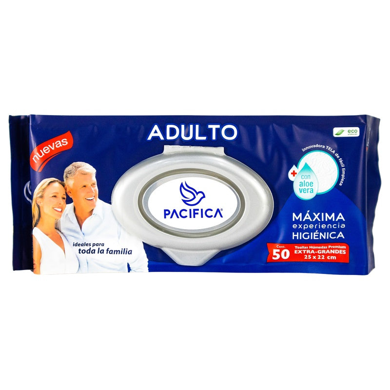 Toallas Humedas Pacifica Adulto Con 50 Piezas 7503025406121