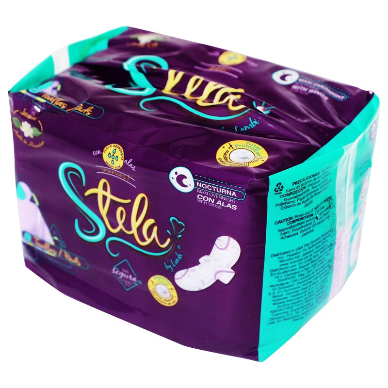 Toallas Sanitarias Stela Nocturna Flujo Abundante Con Alas Con 8 Piezas 619585300551 perfil 2