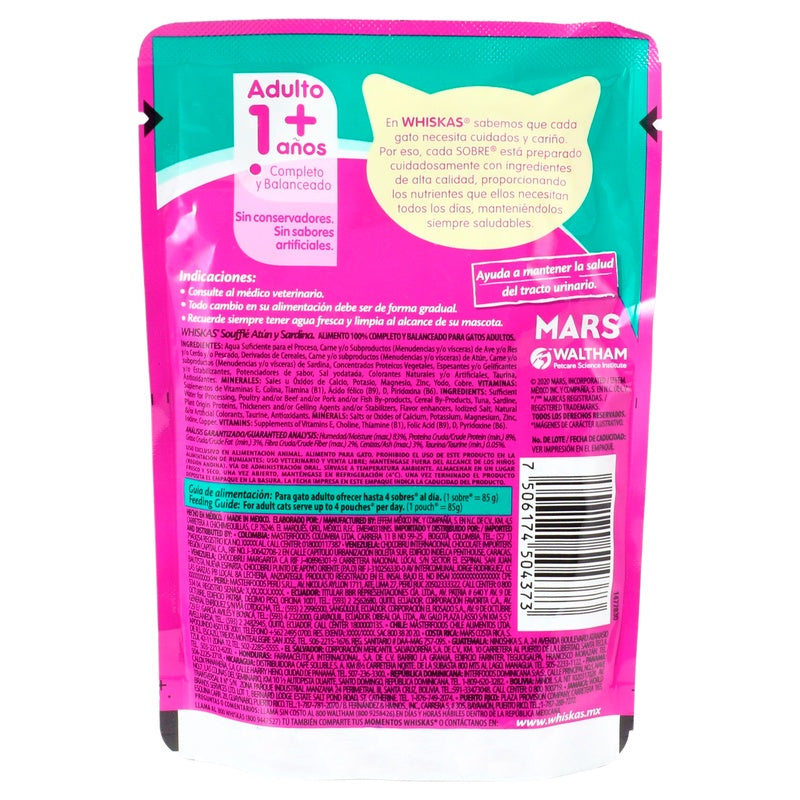 Whiskas Pillow Pouch Souffle Atun & Sardina 85 G 7506174504373 perfil 4