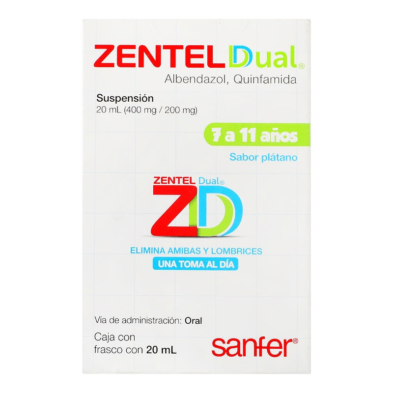 Zentel Dual 400/200 Mg Frasco 20 Ml Suspension 7501070618971