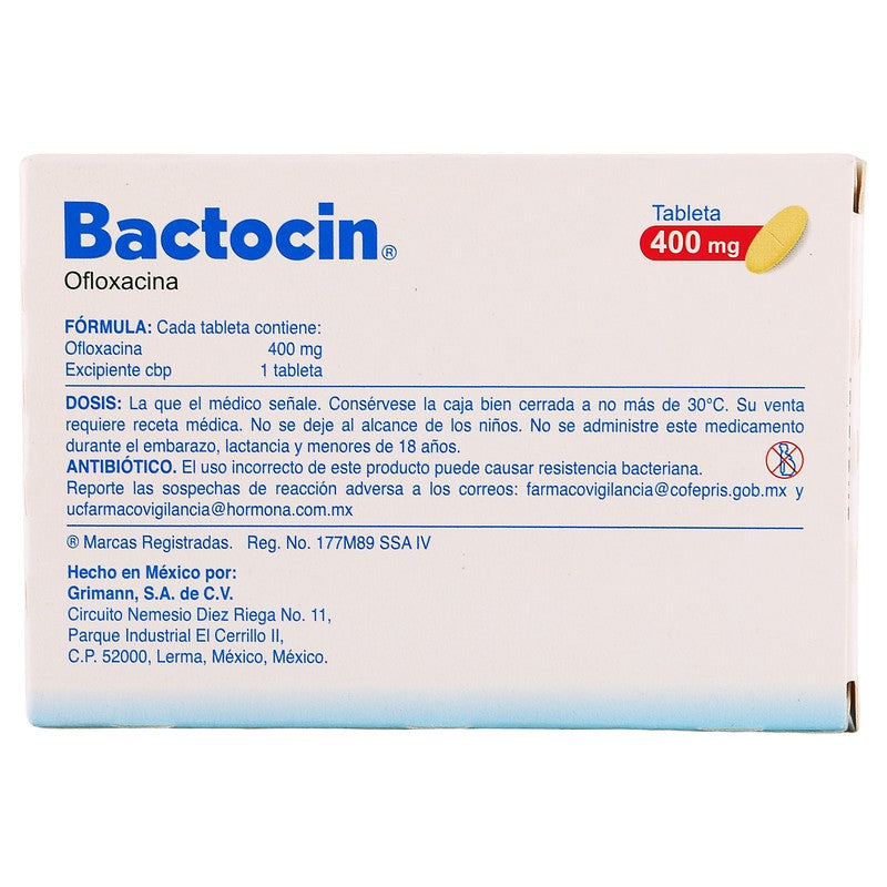 Bactocin 400 Mg Con 12 Tabletas 7501385496455 7