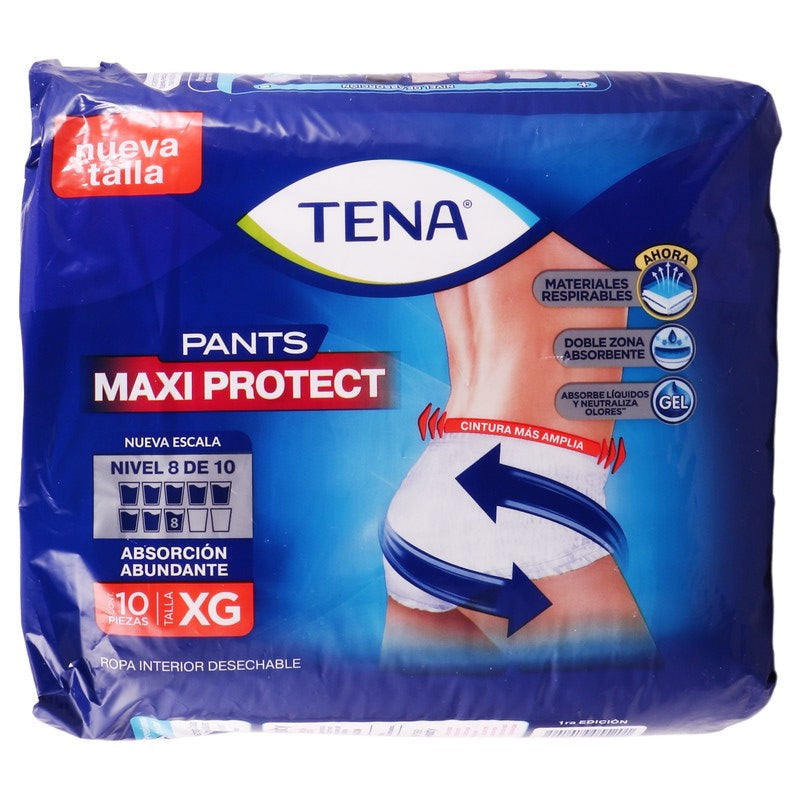 Calzon Tena Pants Maxima Proteccion Xgrande Con 10 Piezas 7501019055201 7