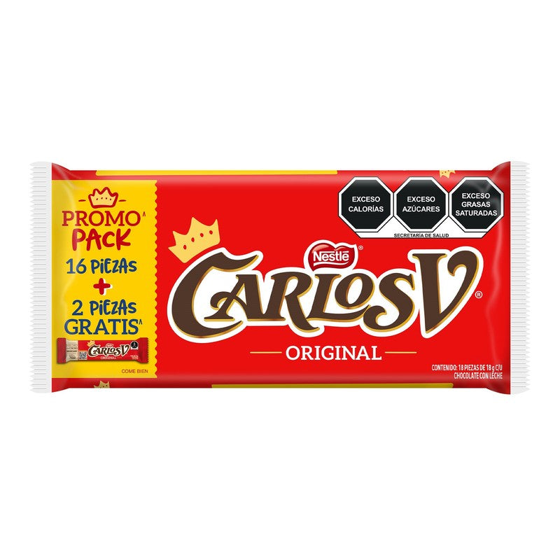 Chocolate Carlos V 18 G Con 16 2 Piezas 7501058640826