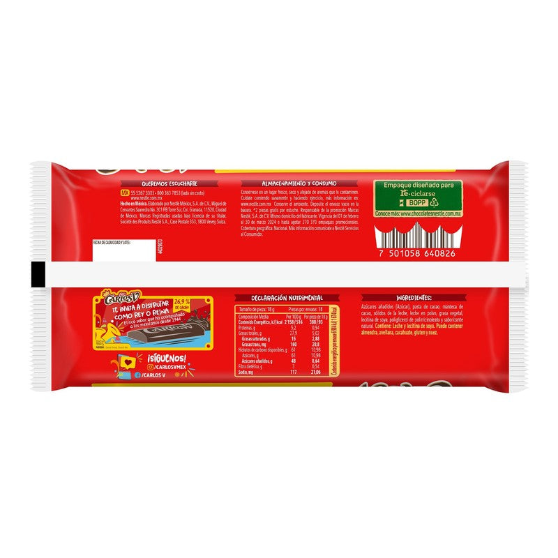 Chocolate Carlos V 18 G Con 16 2 Piezas 7501058640826 2