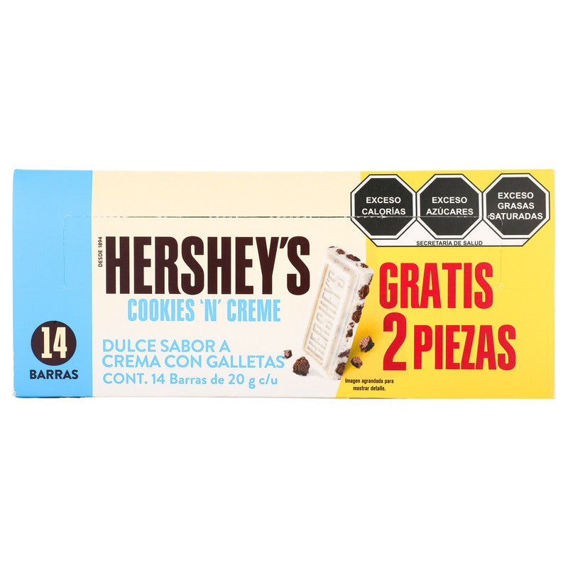 Chocolate Hersheys Cookies N Creme Con 14 Barras 20G 7501024514977