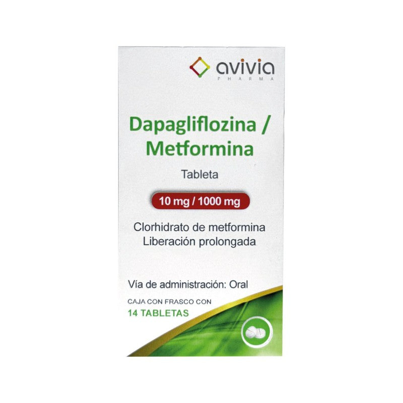 Dapaglifiozina Metformina 101000 Mg Con 14 Tabletas Avivia 7506513601114
