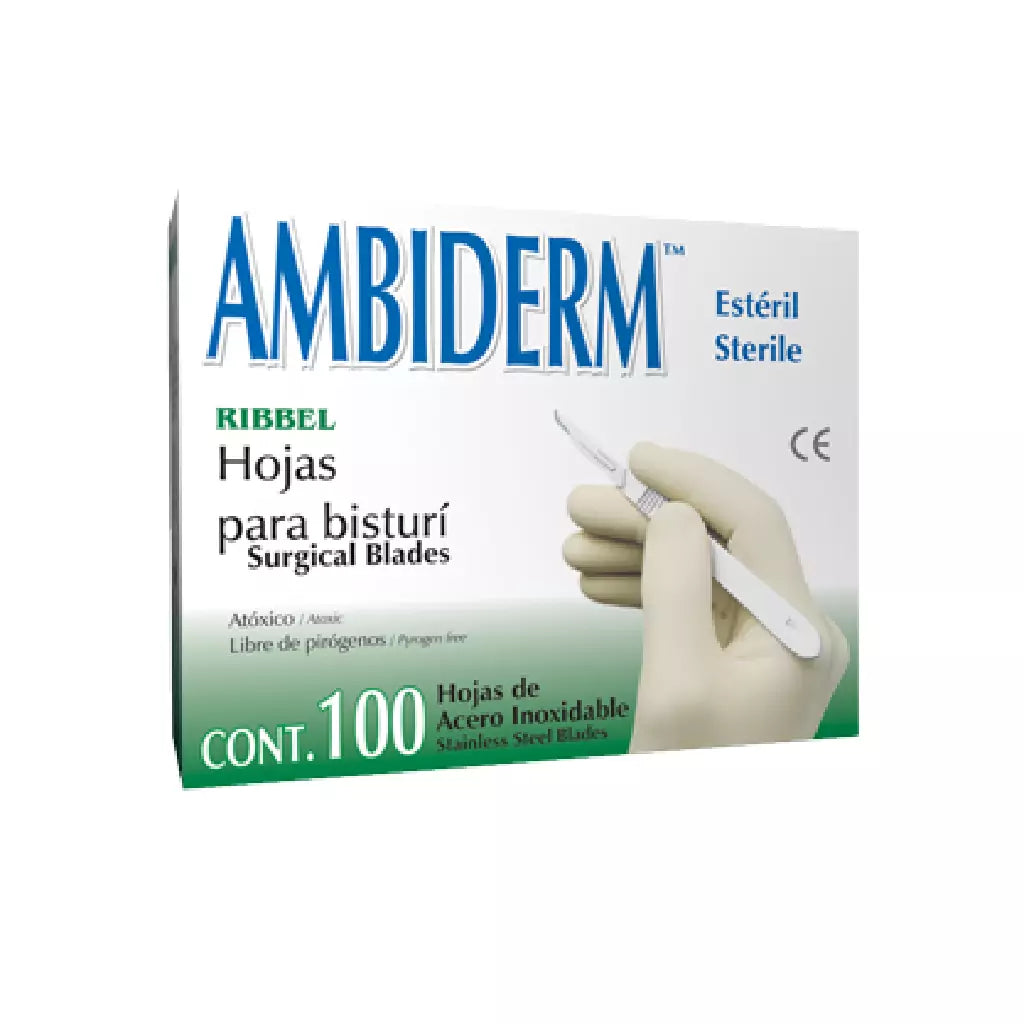Hoja Bisturi Numero 24 Con 100 Piezas Acero Al Carbon Ambiderm