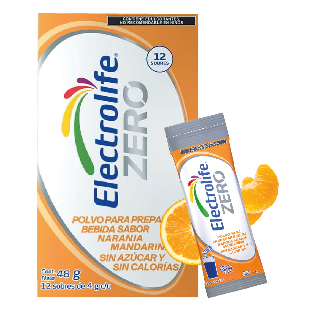 Electrolife Zero Mx Polvo Naranja Mandarina Con 12 Sobres