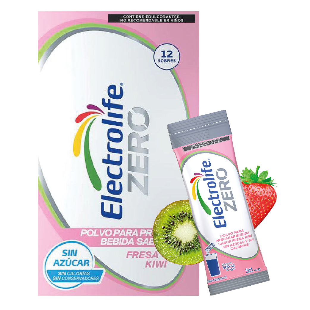 Electrolife Zero Mx Polvo Fresa Kiwi Con 12 Sobres