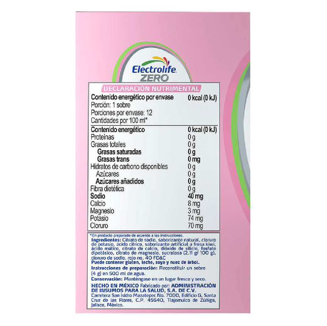 Electrolife Zero Mx Polvo Fresa Kiwi Con 12 Sobres