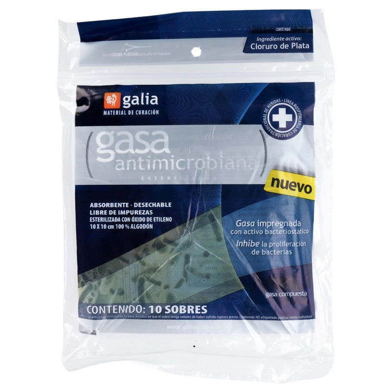 Gasa Galia Esteril Antimicrobiana Con 10 Sobres 10 X 10 7501565605912 2
