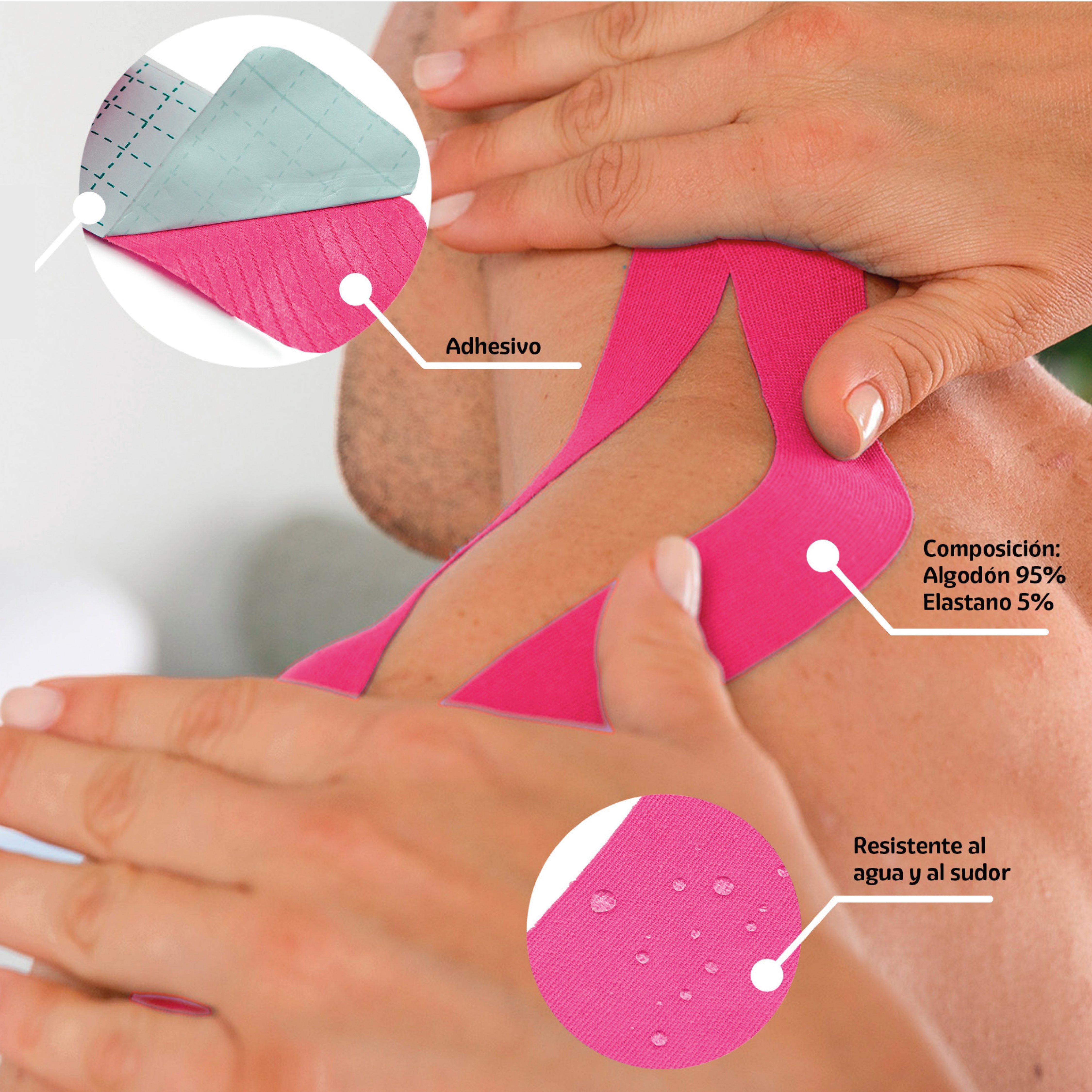 Cinta Kinesiologica Go Plus Rosa Con 4 Tiras