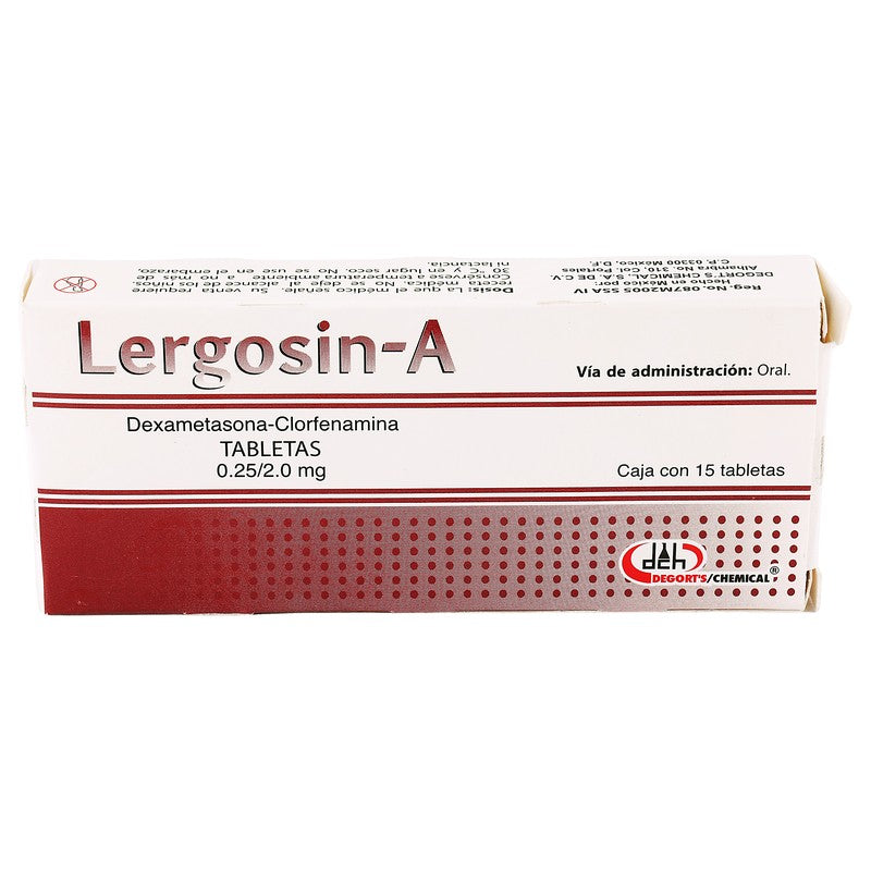 Lergosin-A (Dexametasona/Clorfenamina)0.25/2 Mg Con 15 Tabletas