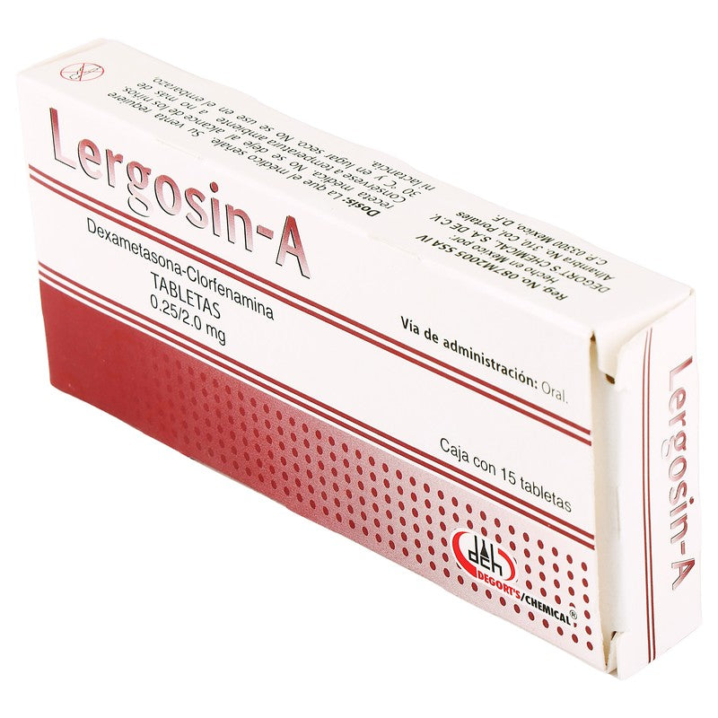 Lergosin-A (Dexametasona/Clorfenamina)0.25/2 Mg Con 15 Tabletas