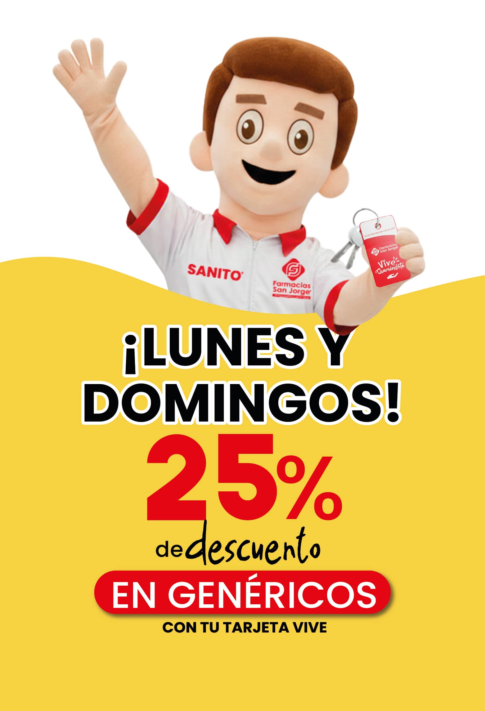 lunes y domingos 25% de descuento en genericos