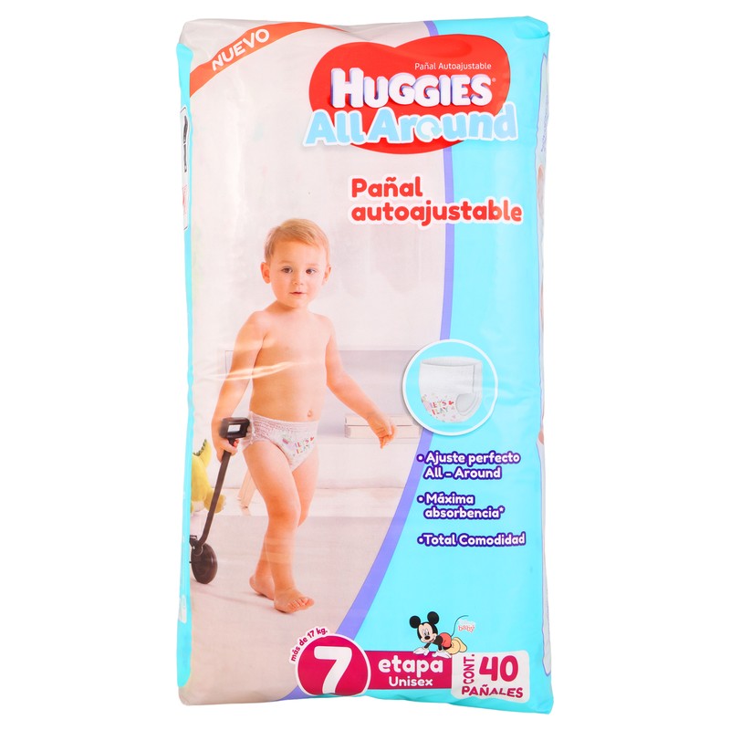 Pañal Huggies All Around Unisex Etapa 7 Con 40 Piezas 7506425625307