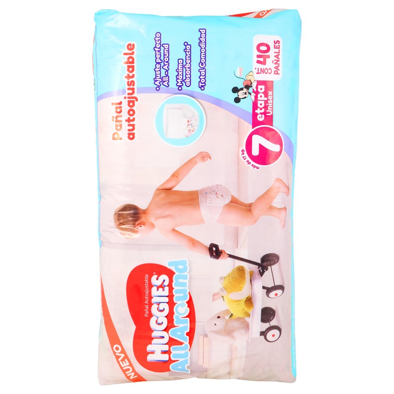 Pañal Huggies All Around Unisex Etapa 7 Con 40 Piezas 7506425625307 7